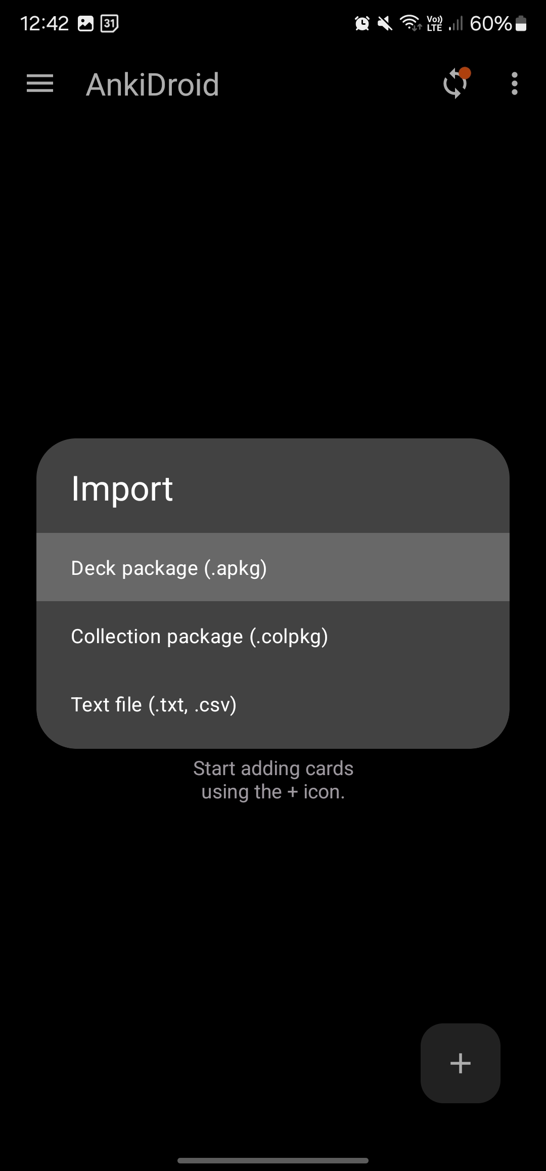 Select Deck Package (.apkg)